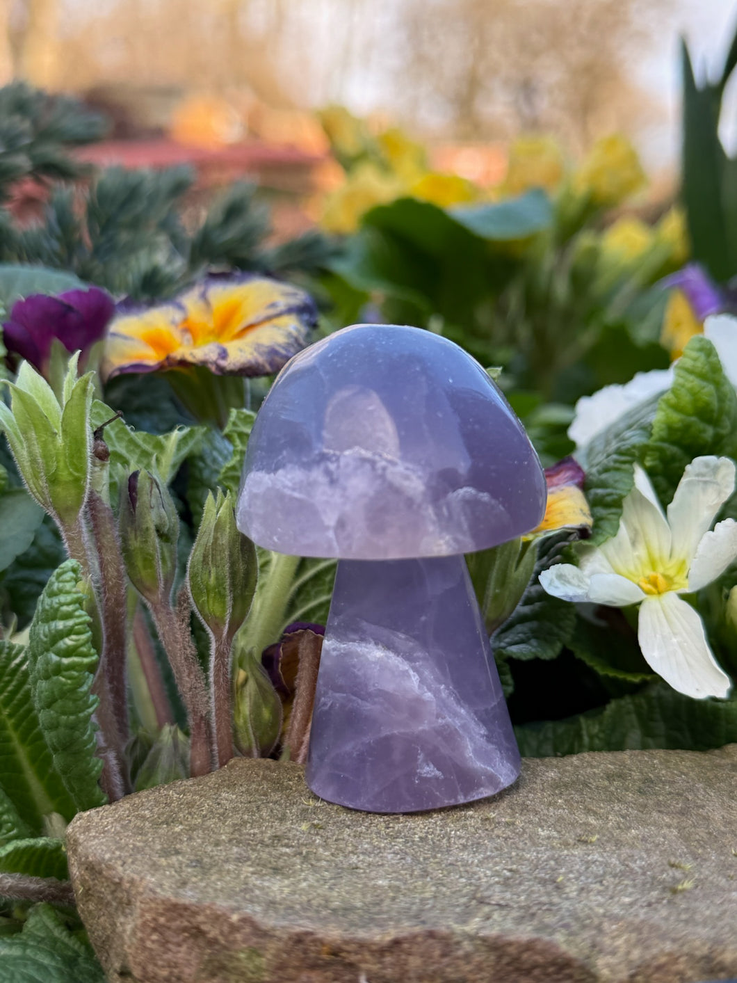 Hand Carved Purple Fluorite Mushroom Carving