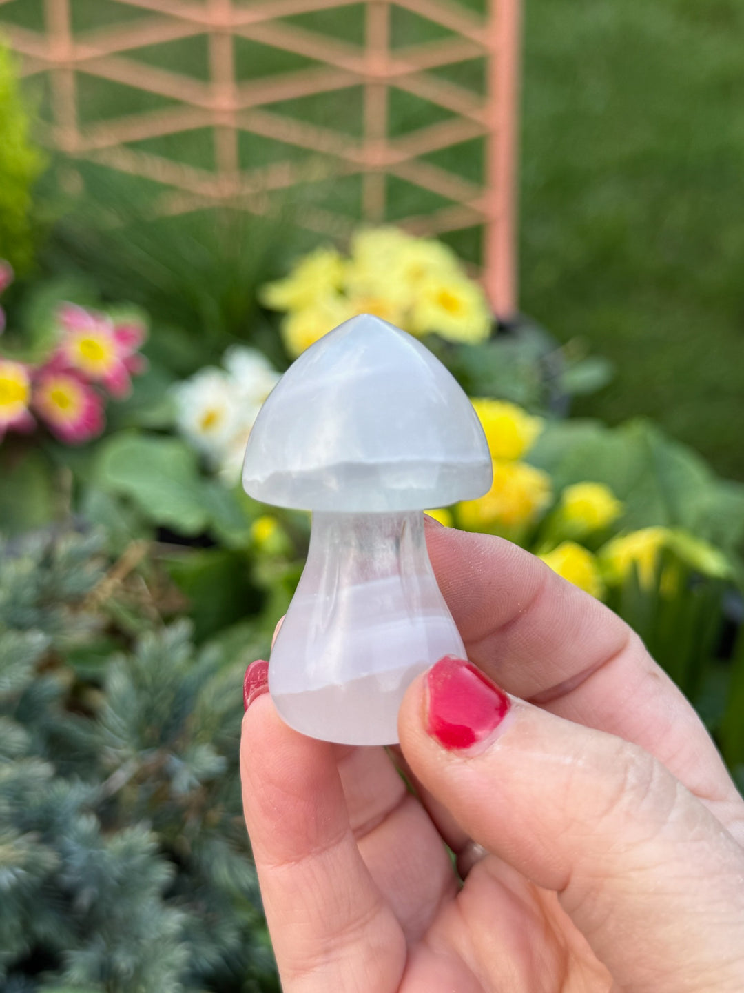 Lavender Fluorite Mushroom Carving