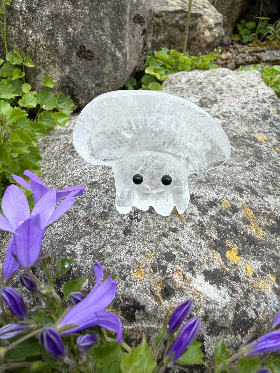 Freestanding Clear Quartz Jelly Fish Pet Carving