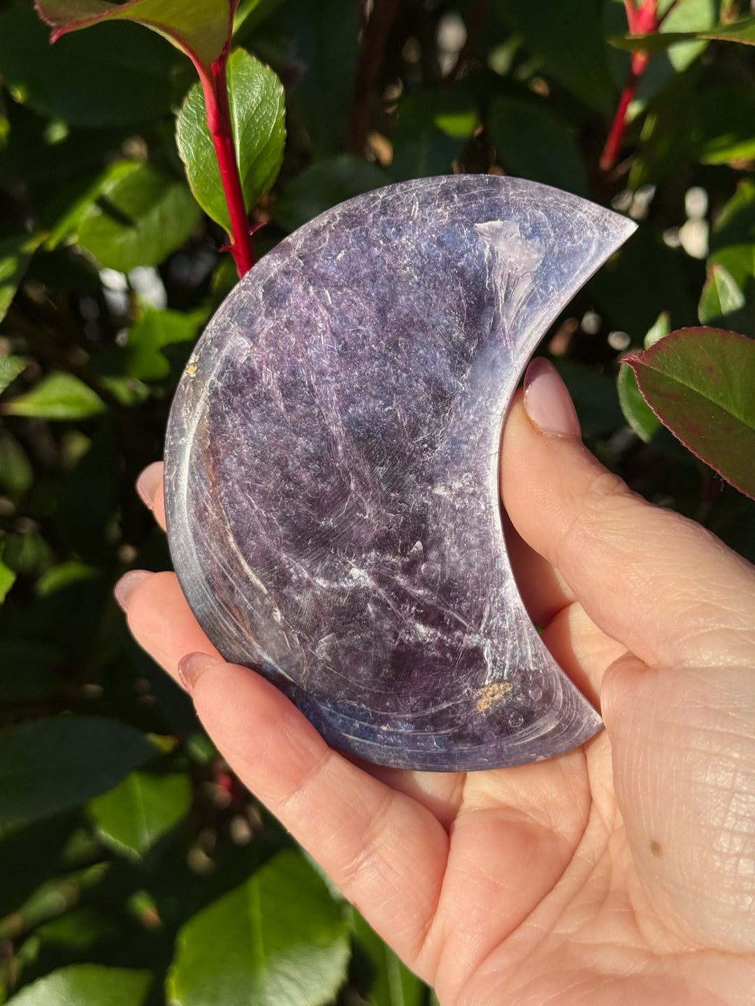 Gemmy Purple Lepidolite Mica Moon