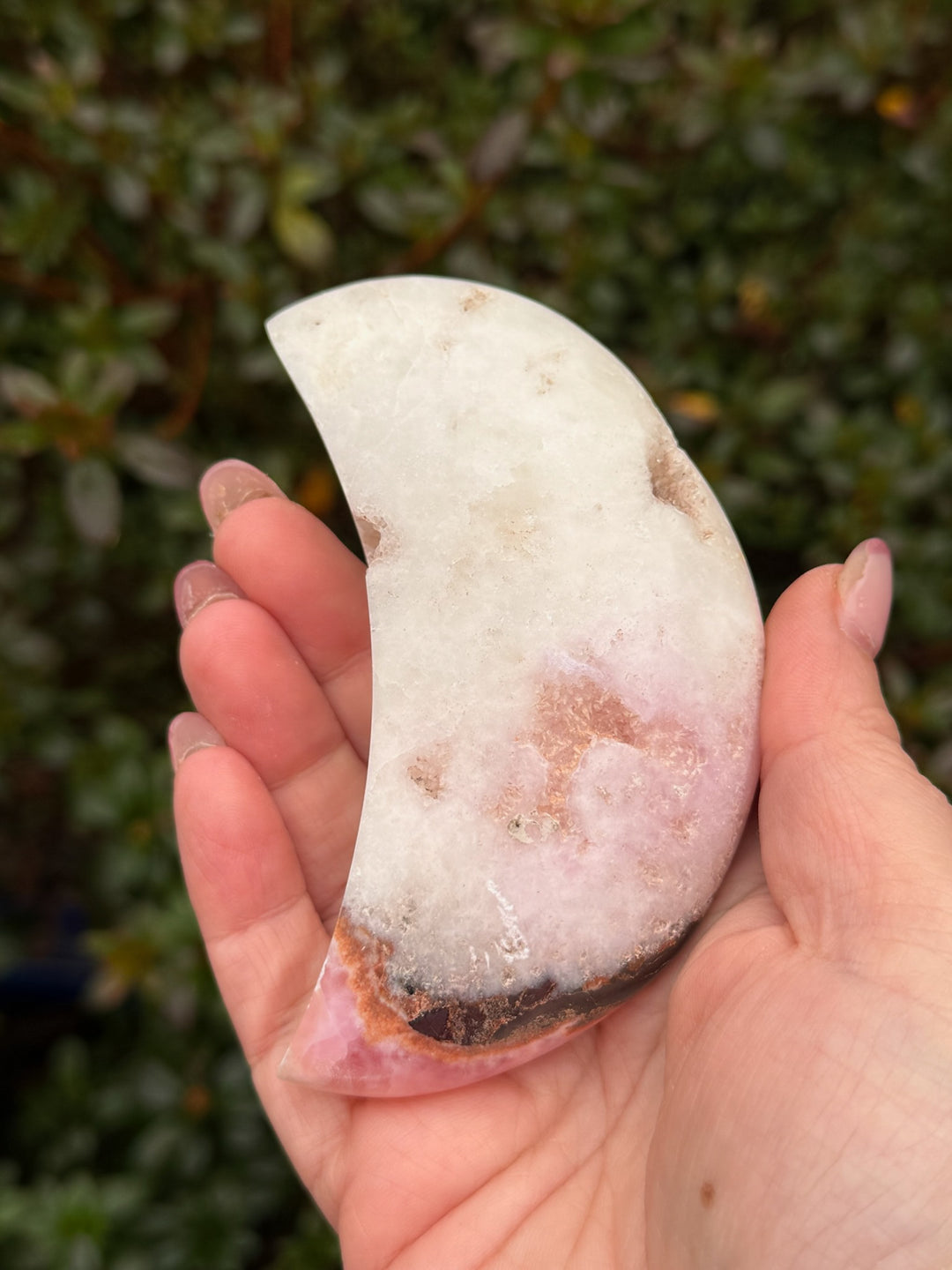 UV Reactive Pink Aragonite Moon Carving
