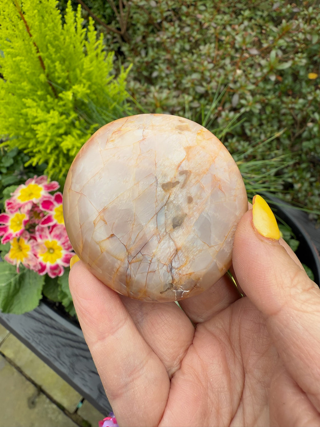 Peach Moonstone Palmstone with Sheen