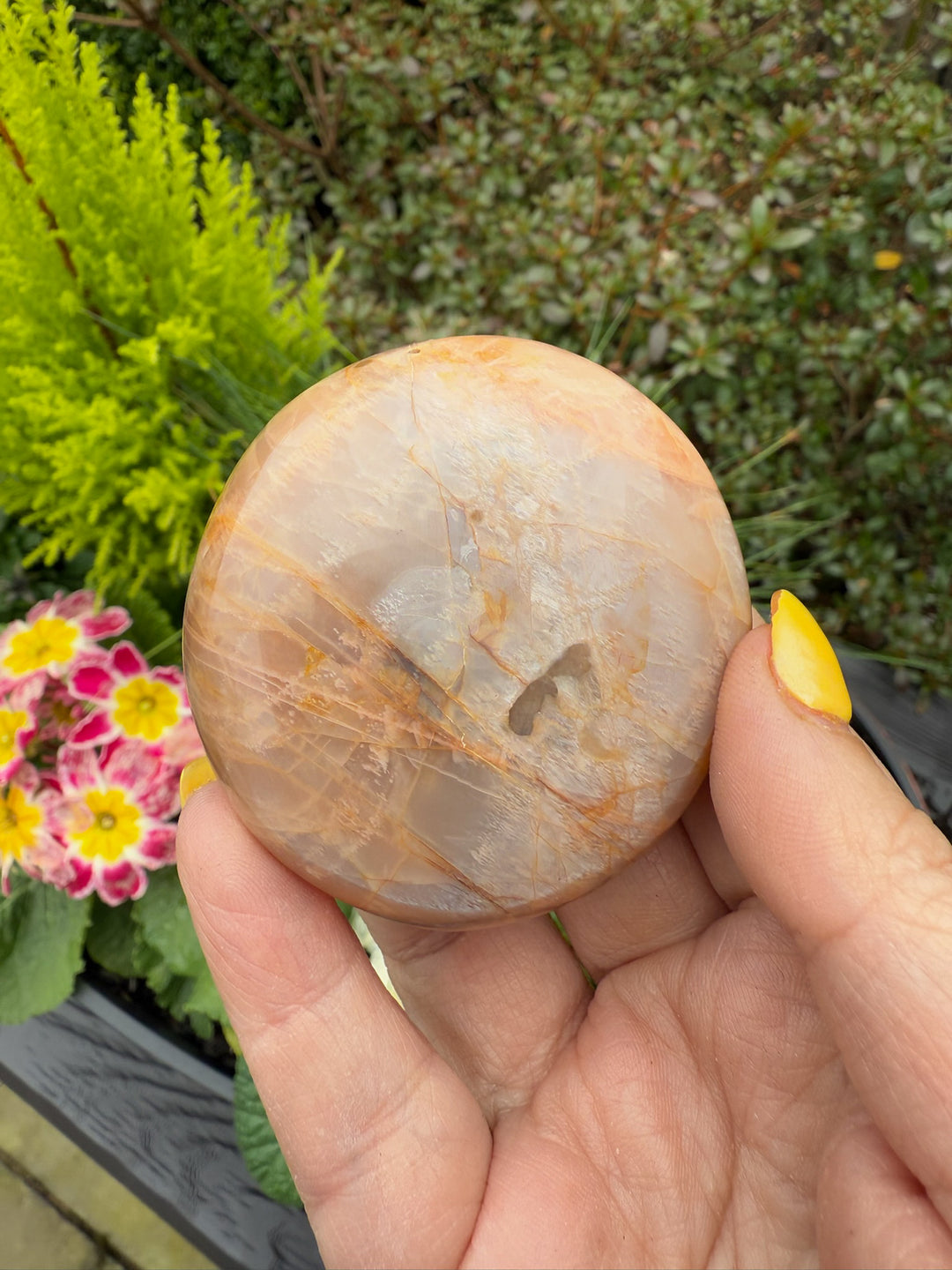 Peach Moonstone Palmstone with Sheen