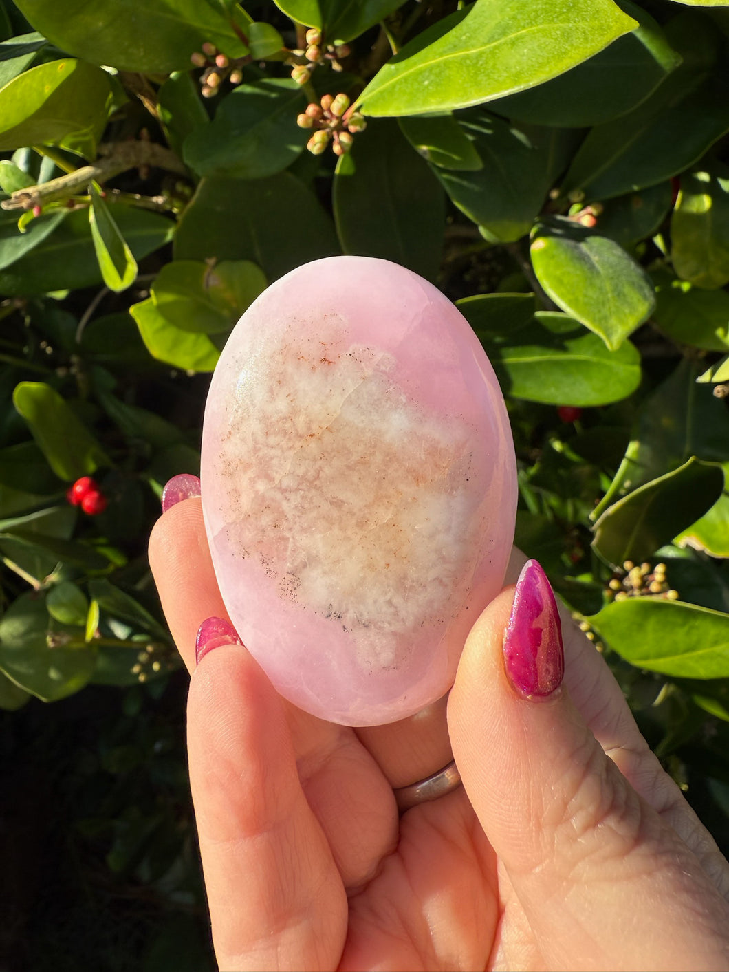 Pink Aragonite Palmstone