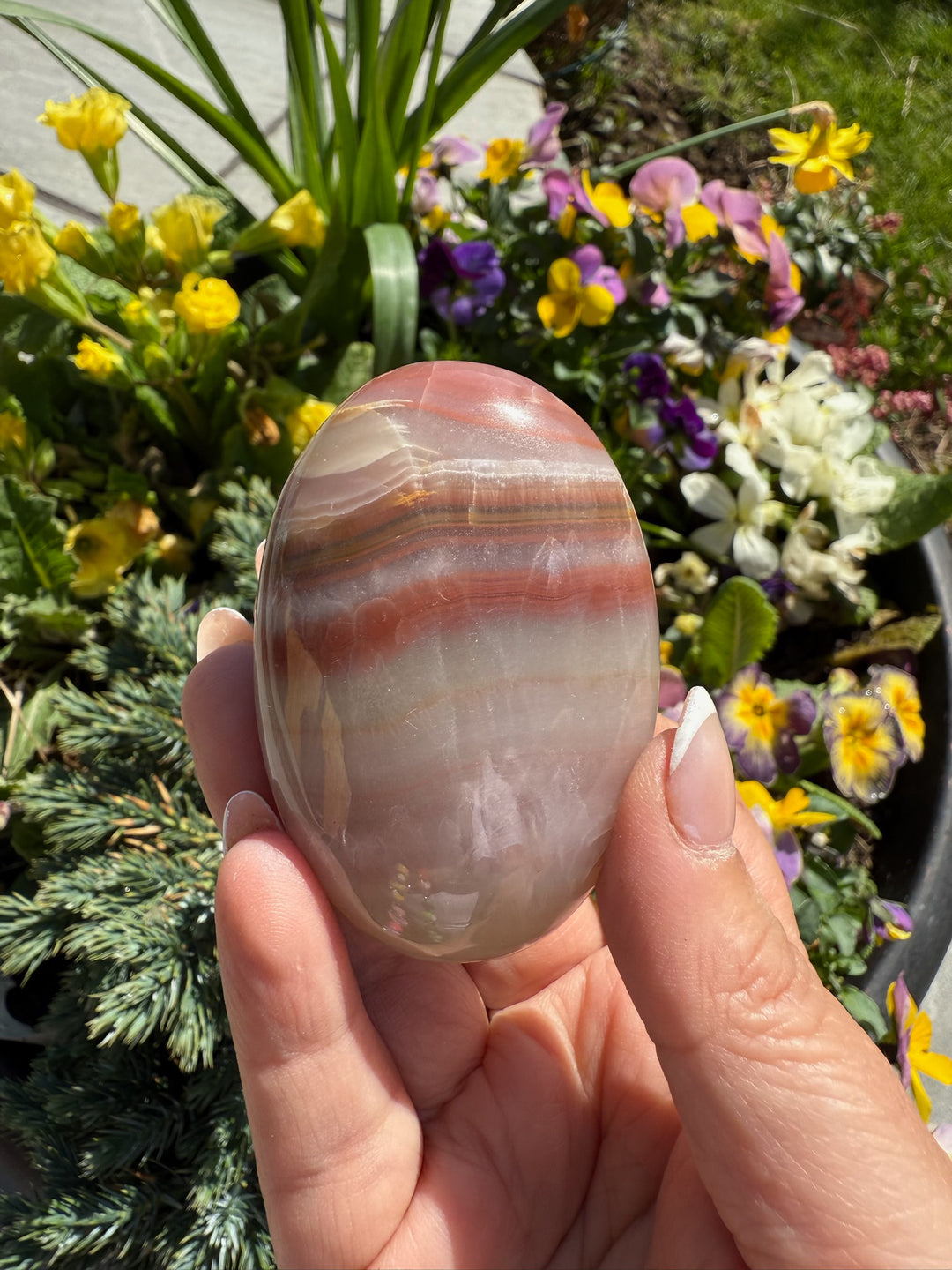 Pink Banded Calcite Palmstone