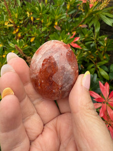 Fire Quartz Palmstone with Rainbows