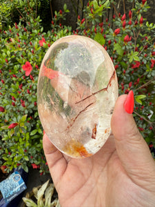 Large Quality Quartz with Hematite Palmstone