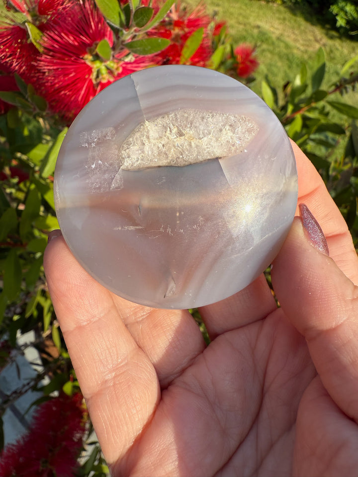 Drilled Druzy Agate Round Palmstone