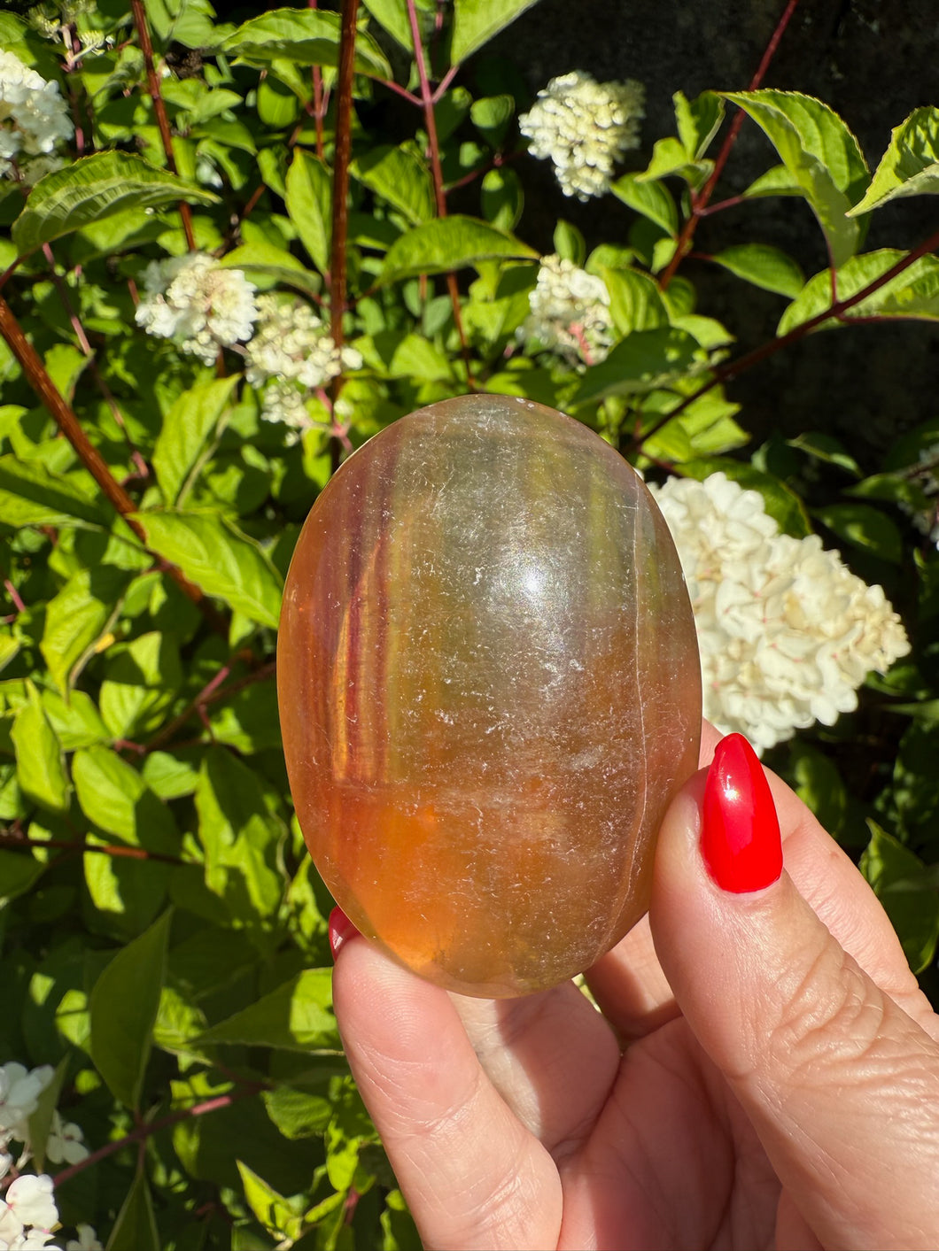 Banded Yellow Fluorite Palmstone
