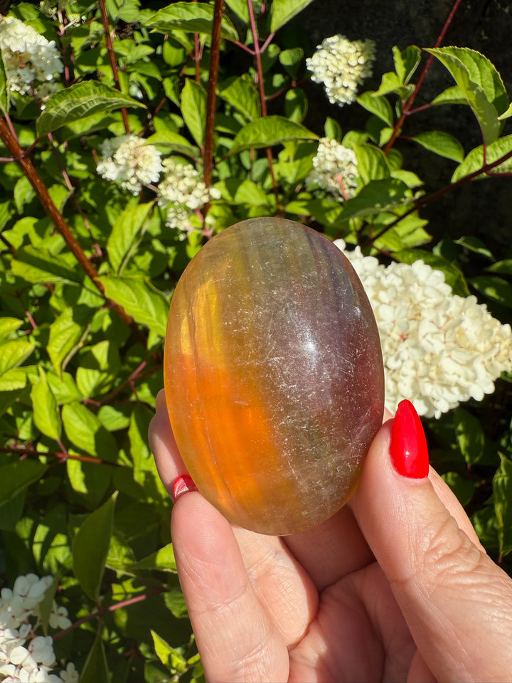 Banded Yellow Fluorite Palmstone