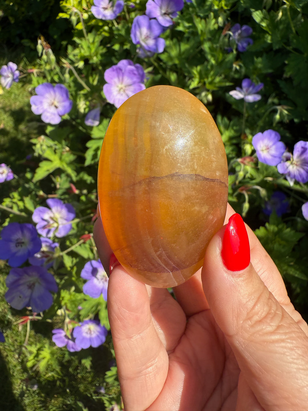 Banded Yellow Fluorite Palmstone