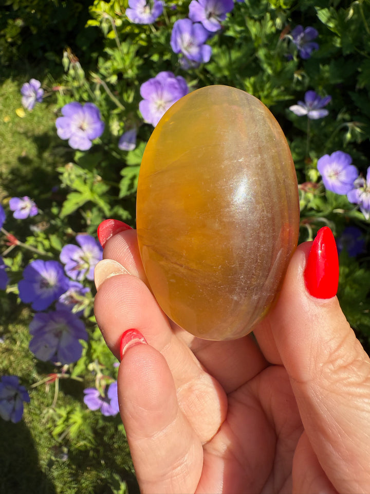 Banded Yellow Fluorite Palmstone