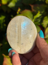 Load image into Gallery viewer, Blue Flash Moonstone Palmstone
