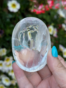 High Quality Smooth Clear Quartz Palmstone