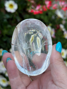 High Quality Smooth Clear Quartz Palmstone