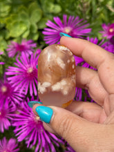 Load image into Gallery viewer, Carnelian and Flower Agate Palmstone
