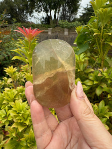 Honey Smoky Fluorite Palmstone
