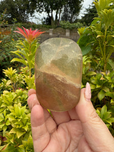 Honey Smoky Fluorite Palmstone