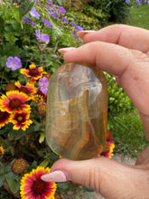 Load image into Gallery viewer, Banded Yellow Fluorite Palmstone
