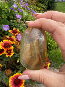 Banded Yellow Fluorite Palmstone
