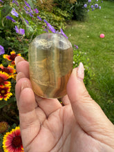Load image into Gallery viewer, Banded Yellow Fluorite Palmstone
