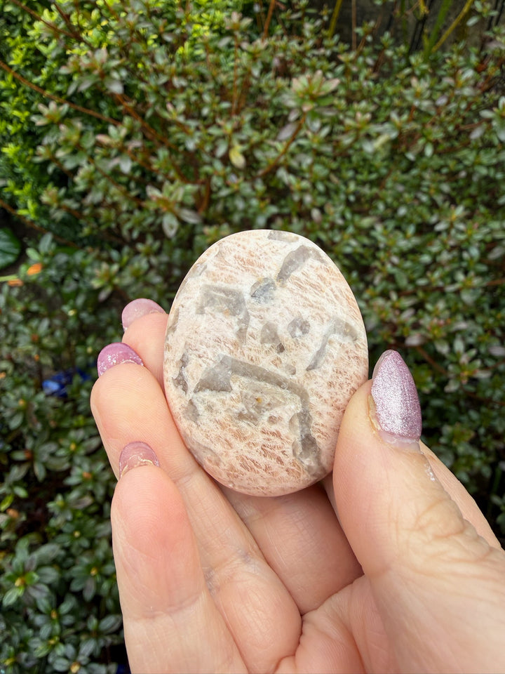 Smoky Quartz Graphic Feldspar Palmstone