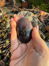 Load image into Gallery viewer, Garnet and Arfvedsonite Palmstone
