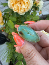 Load image into Gallery viewer, Dendritic Blue Opal Drilled Tumblestone From Peru
