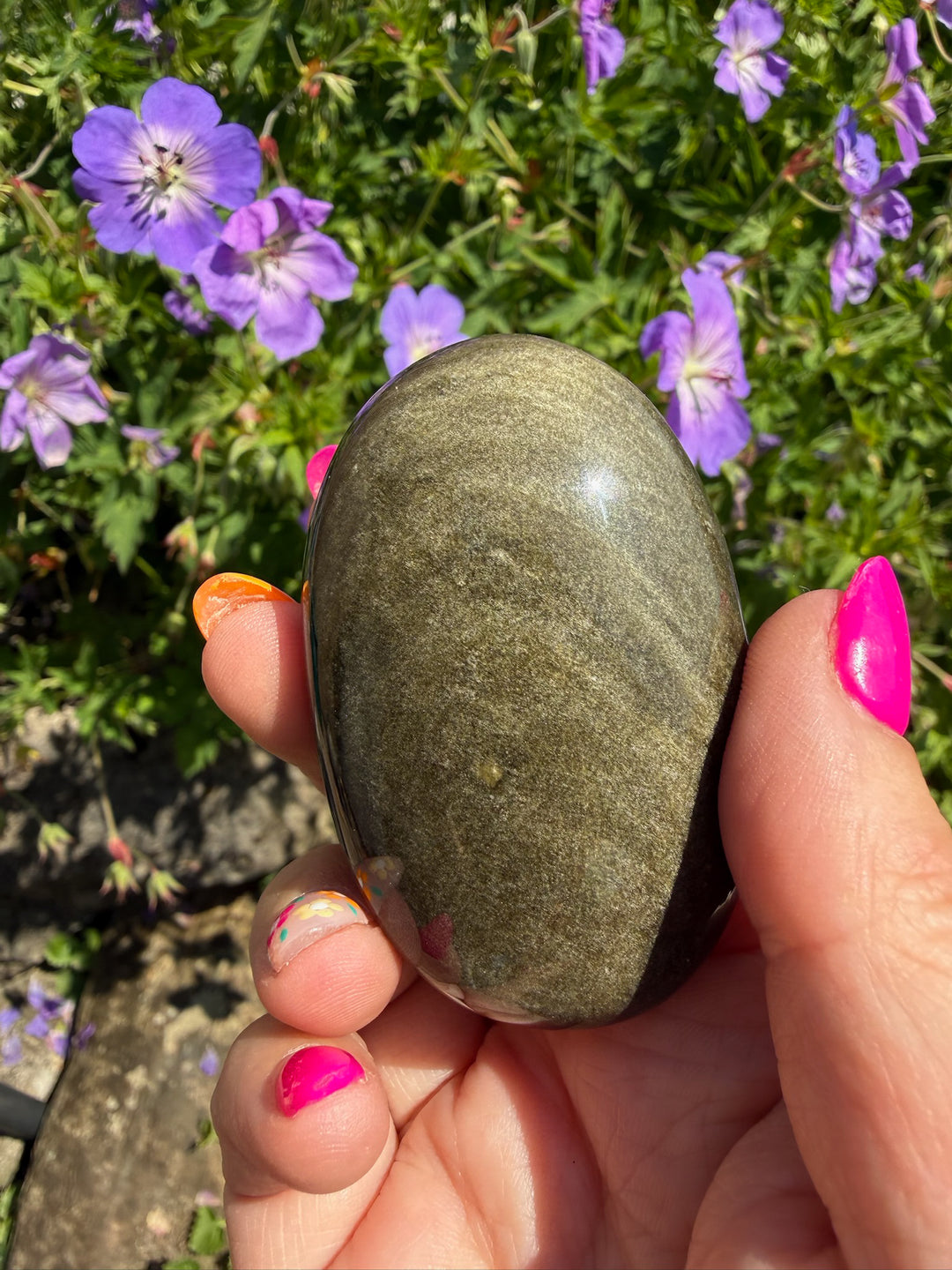 Gold Sheen Obsidian Palmstone from Mexico