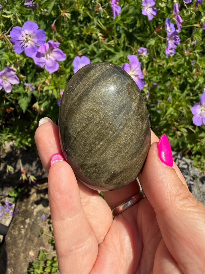 Gold Sheen Obsidian Palmstone from Mexico