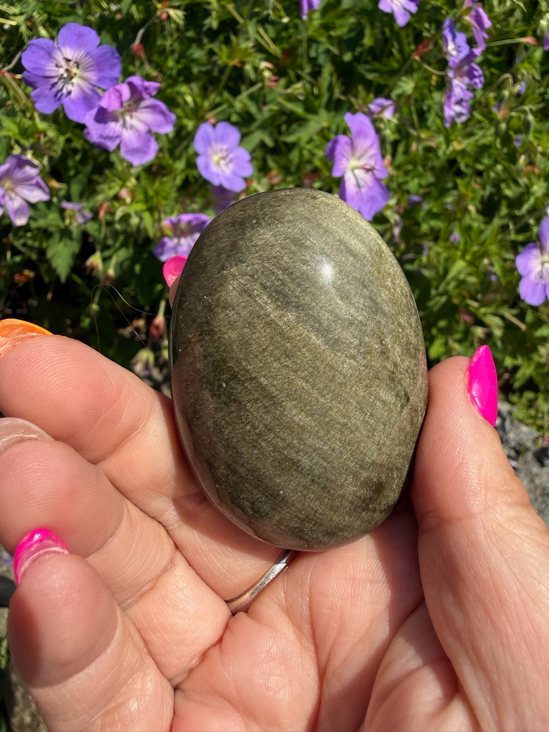 Gold Sheen Obsidian Palmstone from Mexico