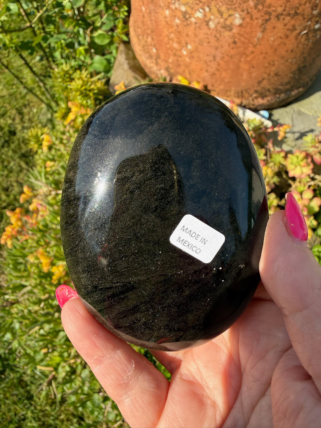 Gold Sheen Obsidian Palmstone from Mexico
