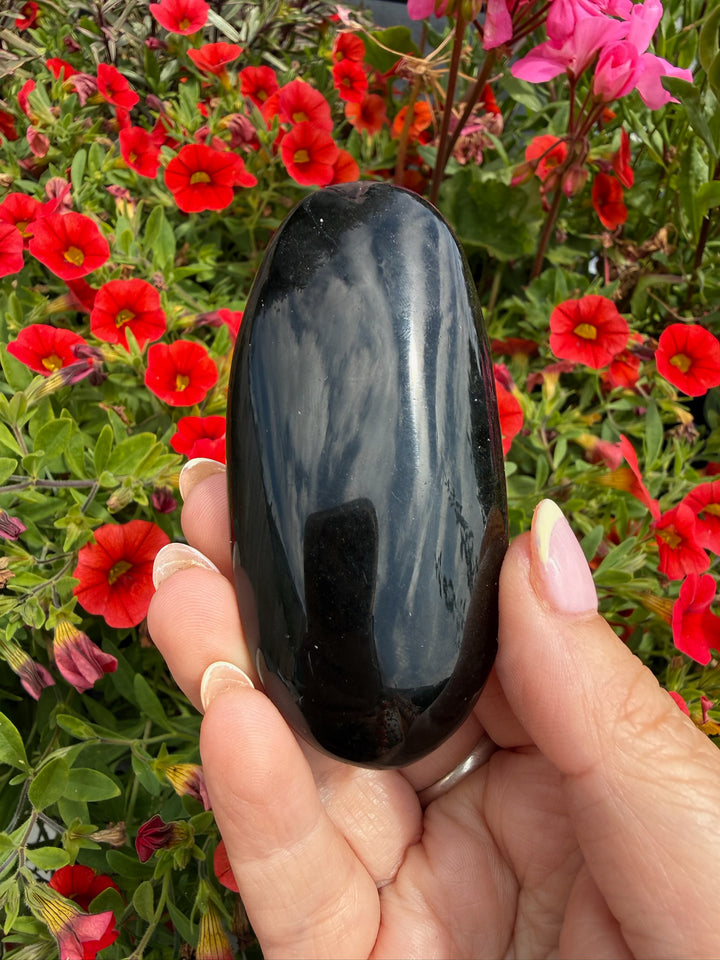 Elongated Obsidian Palmstone from Mexico