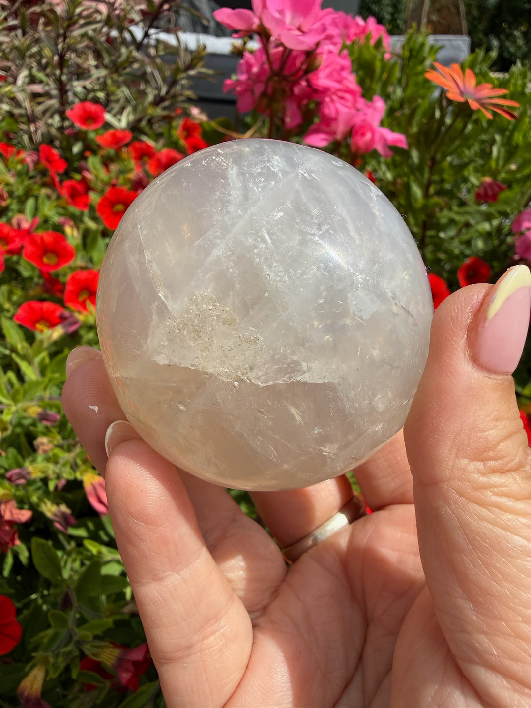 Blue Rose Quartz Palmstone from Madagascar