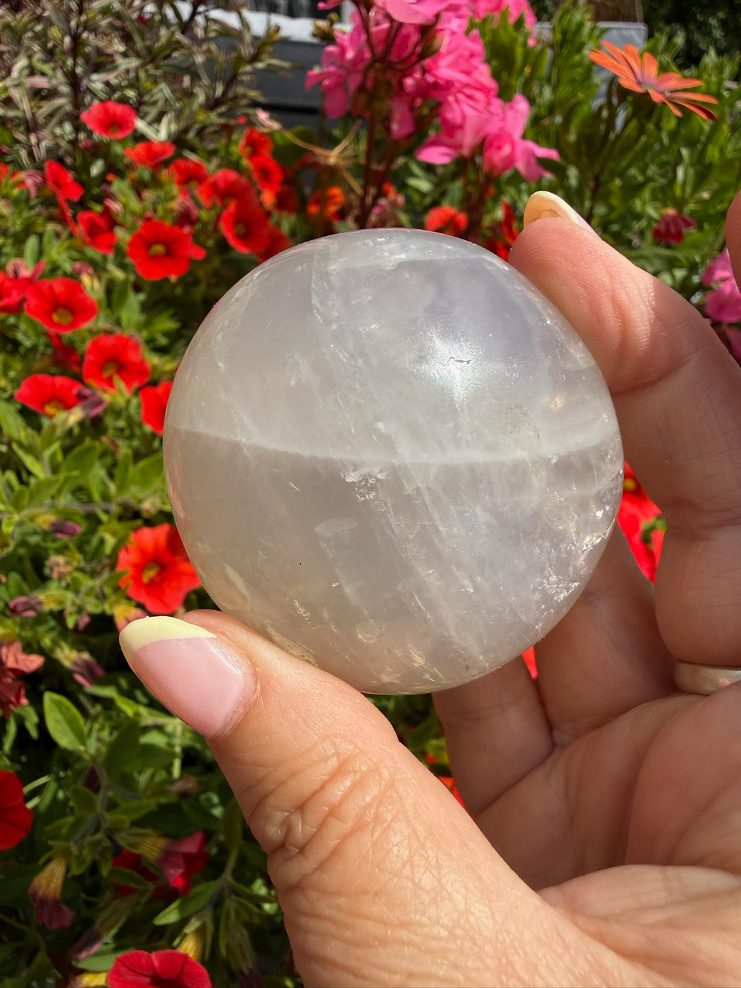 Blue Rose Quartz Palmstone from Madagascar