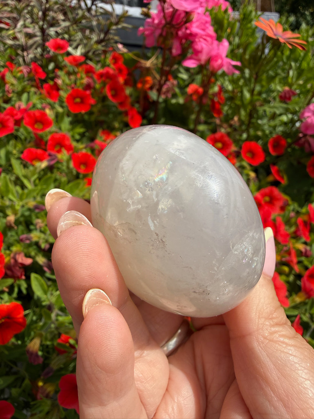 Blue Rose Quartz Palmstone from Madagascar