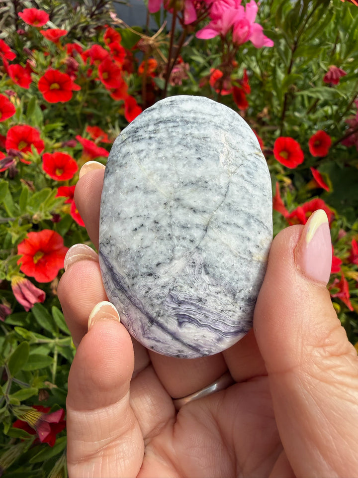 Silky Fluorite Palmstone from China