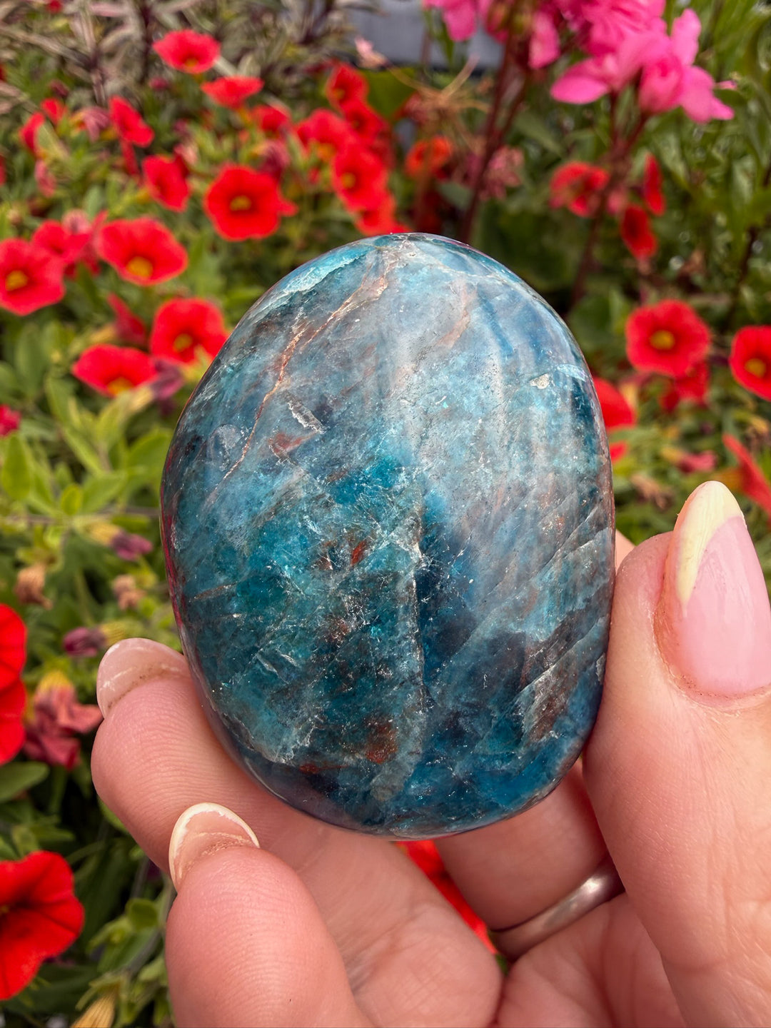 Blue Apatite Palmstone from Brazil