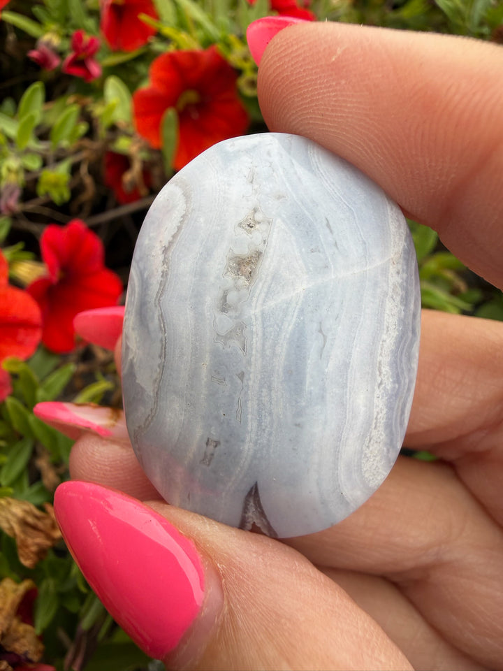 Small Blue Lace Agate Palmstone