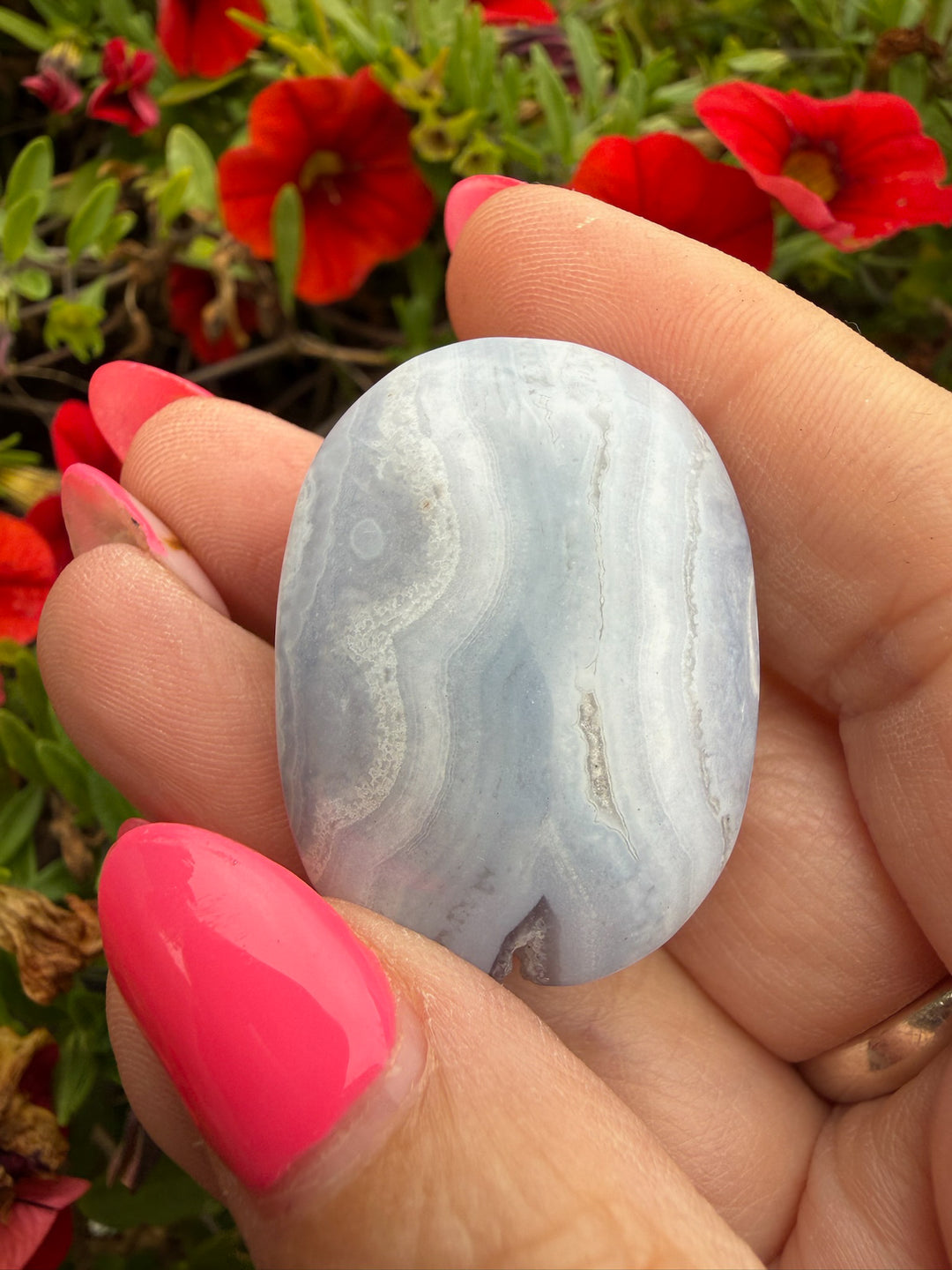 Small Blue Lace Agate Palmstone