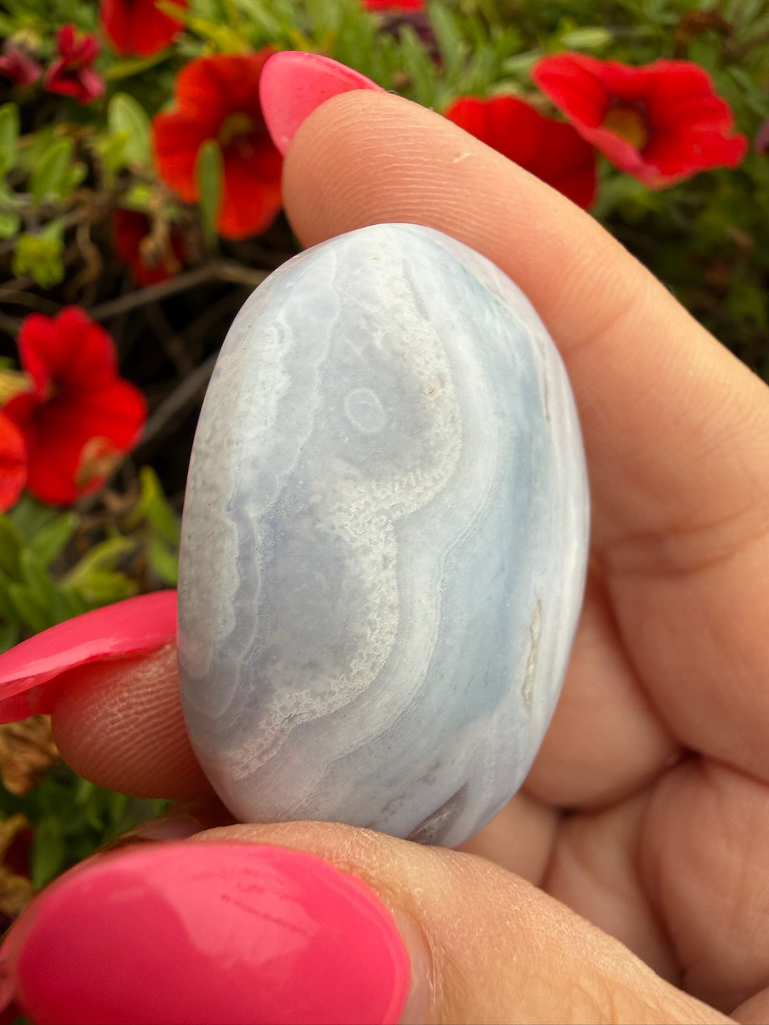 Small Blue Lace Agate Palmstone