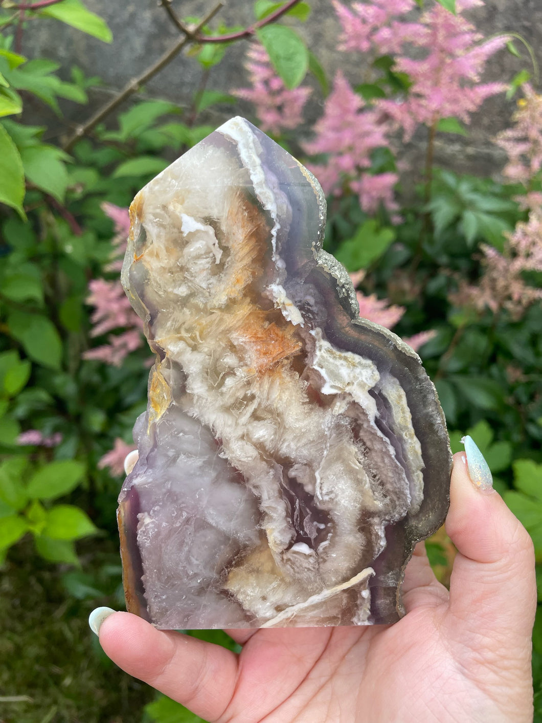 Feather Fluorite with Pyrite Slice Tower