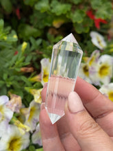 Load image into Gallery viewer, 24 Facet Clear Quartz Vogel with Blue Feathers
