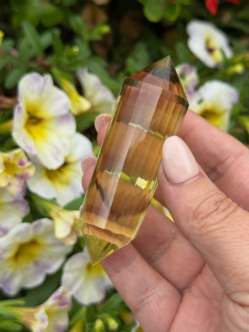Natural Citrine Vogel with Phantoms and 24 Facets