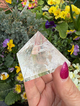 Load image into Gallery viewer, Clear Quartz Pyramid Carving Sacred Geometry
