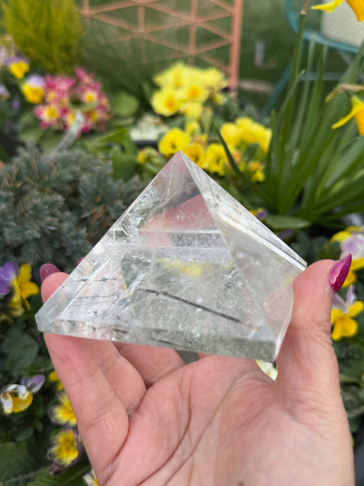 Incredible Large Tourmaline in Quartz Pyramid Carving