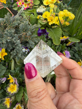 Load image into Gallery viewer, Clear Quartz Pyramid Carving Sacred Geometry
