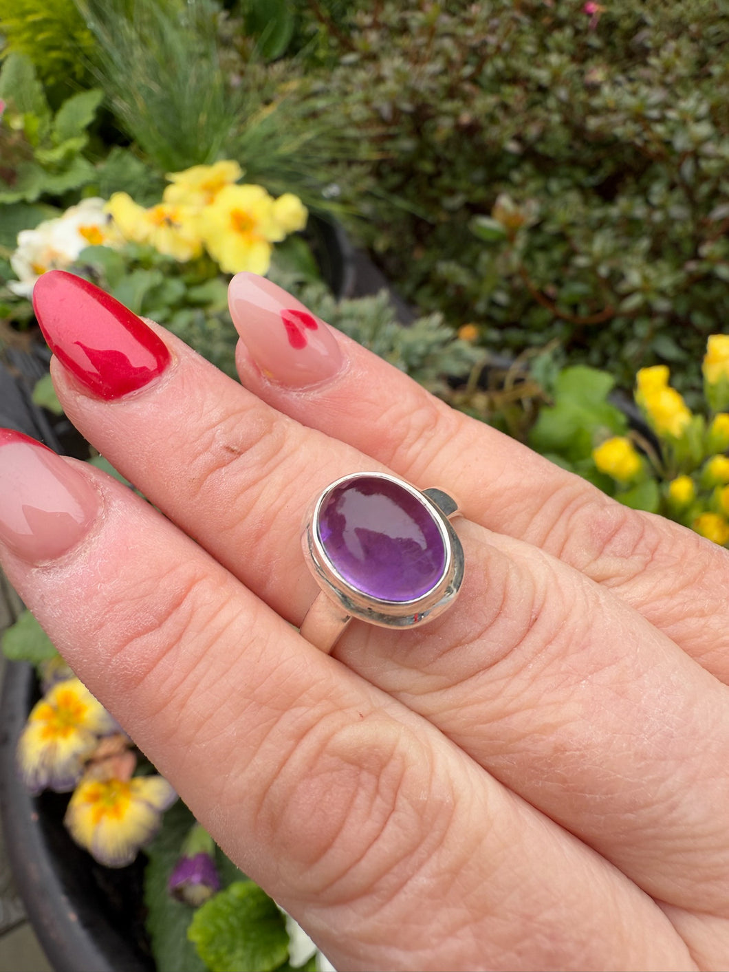 Silver Amethyst Ring Size O (7.5)
