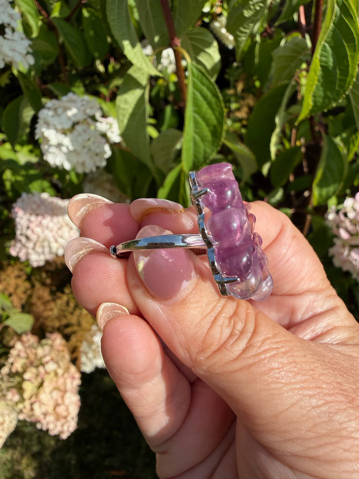 Purple Fluorite Butterfly Adjustable Ring