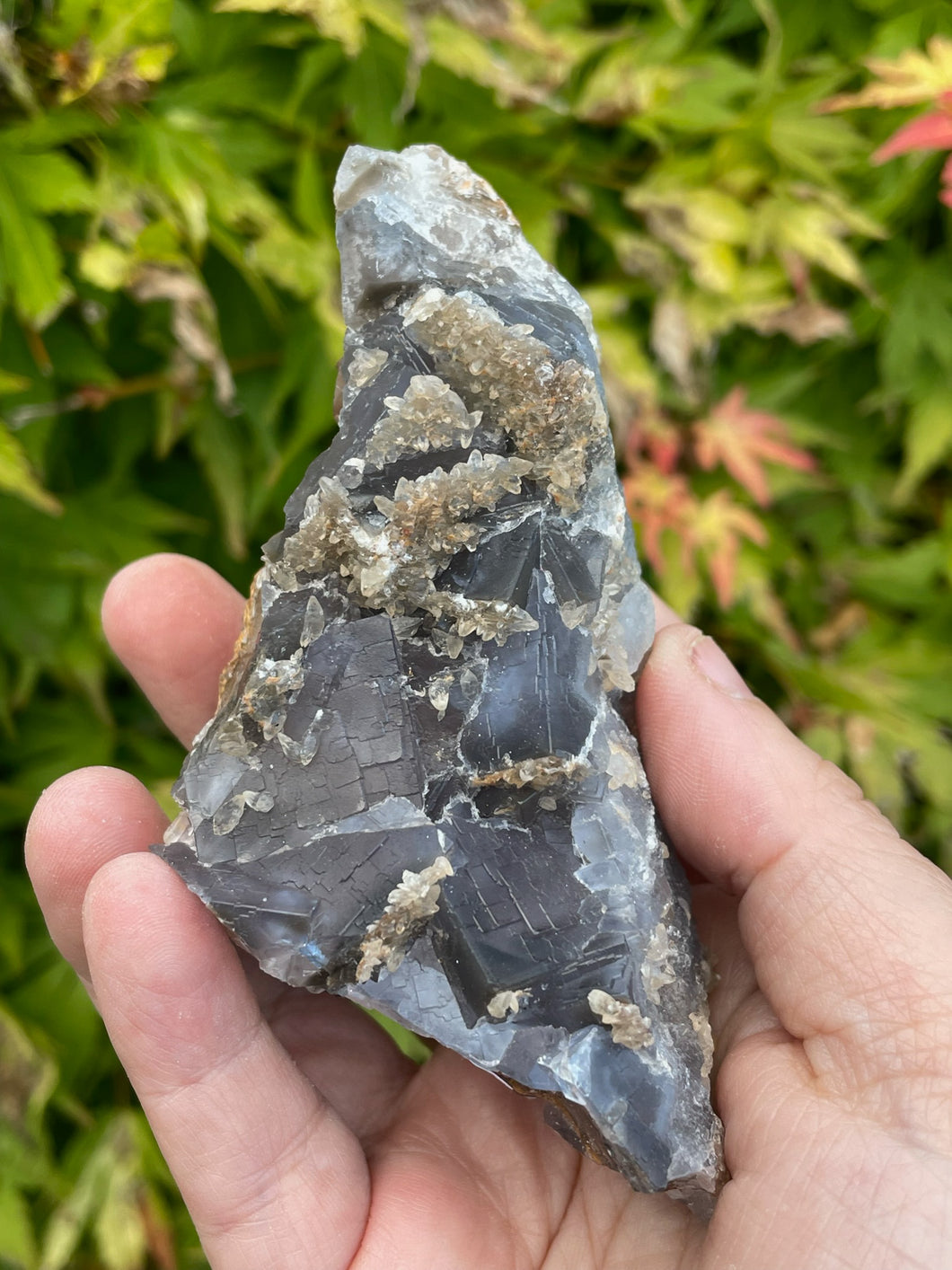 Blue Fluorite with Calcite Specimen